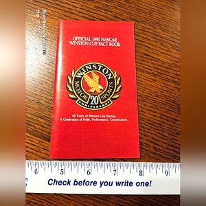 NASCAR Winston Cup Racing Fact Book 1991 Vintage Official Fact Book